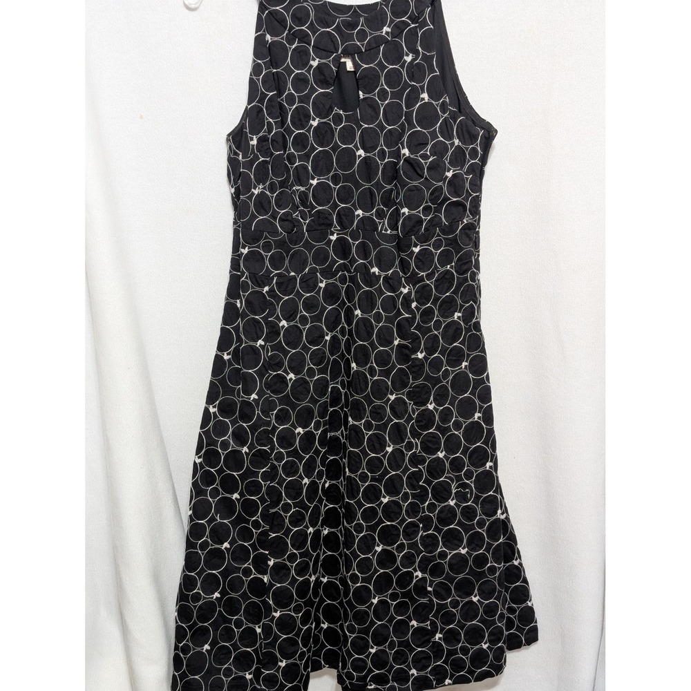 Merona Womens Black White Geometric Circle Embroidered Sleeveless Dress Size 8